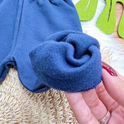 Conj. Jaqueta Baby Dog com capuz e Calça de Moletom - Azul
